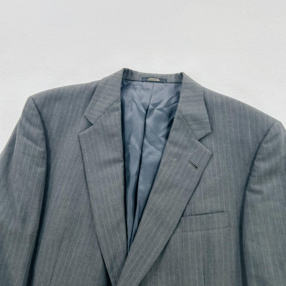 Hart Schaffner Marx Suit Jacket Mens 44R Gray Pinstripe Classic Fit Two Button - Picture 12 of 16